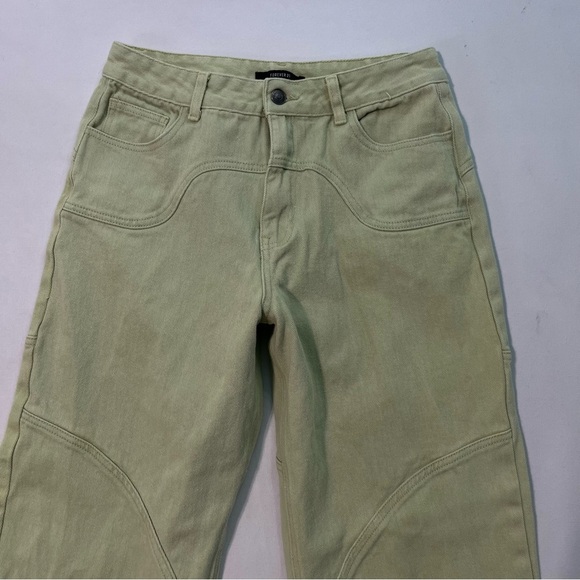 Forever 21 jeans L large Green Baggy Relaxed Wide leg High rise waist Womens - Picture 3 of 6